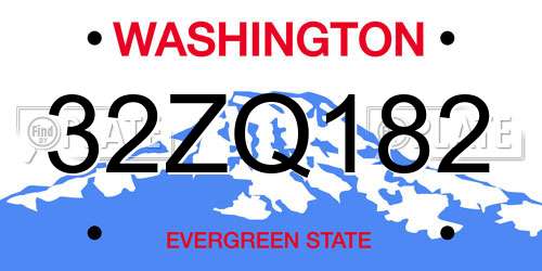 32ZQ182 Washington License Plate