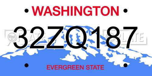 32ZQ187 Washington License Plate