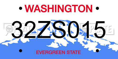 32ZS015 Washington License Plate