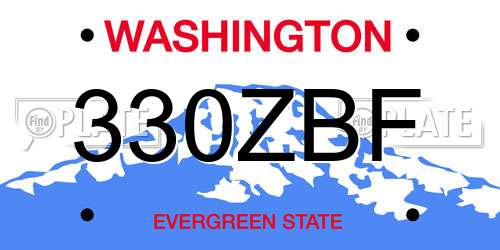 330ZBF Washington License Plate
