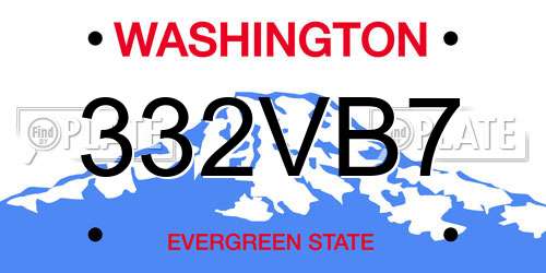 332VB7 Washington License Plate