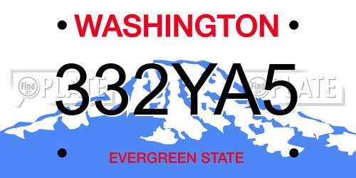 332YA5 Washington License Plate