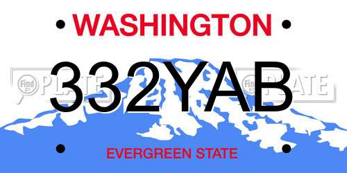 332YAB Washington License Plate