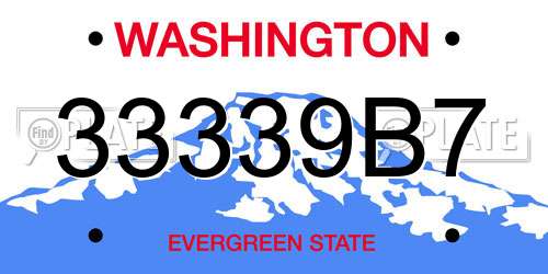 33339B7 Washington License Plate