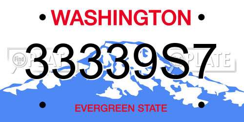 33339S7 Washington License Plate