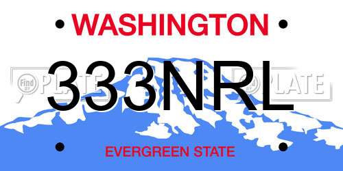333NRL Washington License Plate
