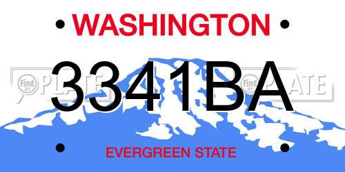 3341BA Washington License Plate
