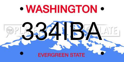 334IBA Washington License Plate