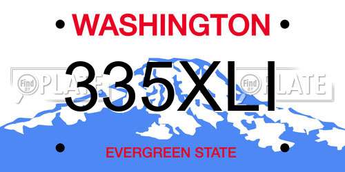 335XLI Washington License Plate
