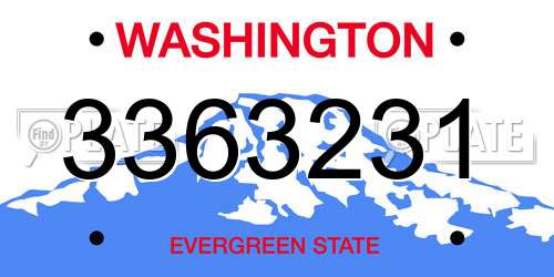 3363231 Washington License Plate