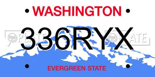 336RYX Washington License Plate