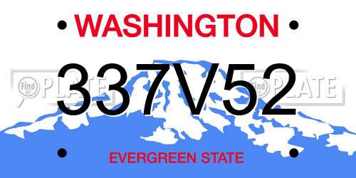 337V52 Washington License Plate