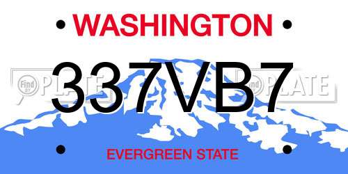 337VB7 Washington License Plate