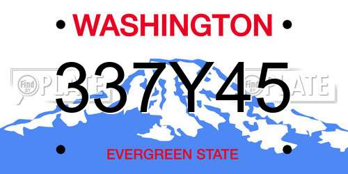 337Y45 Washington License Plate