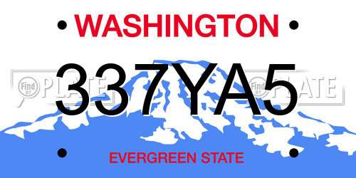 337YA5 Washington License Plate
