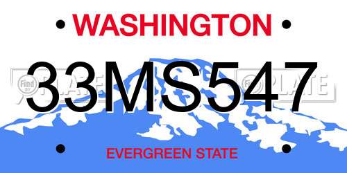 33MS547 Washington License Plate