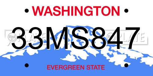 33MS847 Washington License Plate