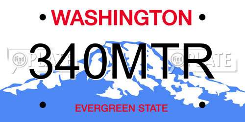 340MTR Washington License Plate