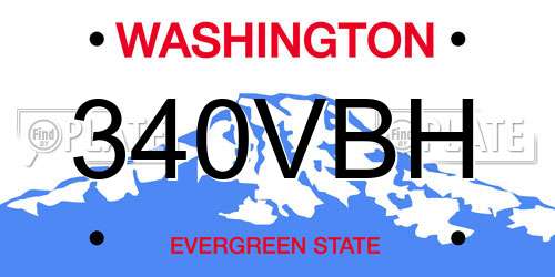 340VBH Washington License Plate