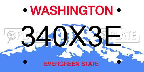 340X3E Washington License Plate
