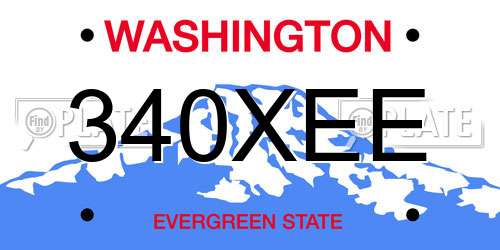 340XEE Washington License Plate