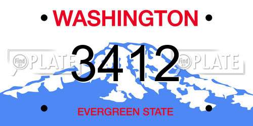 3412 Washington License Plate