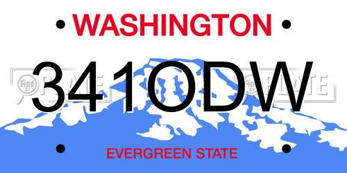 341ODW Washington License Plate