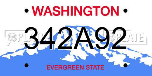 342A92 Washington License Plate