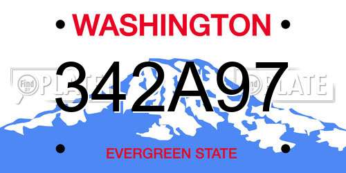 342A97 Washington License Plate