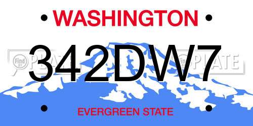 342DW7 Washington License Plate