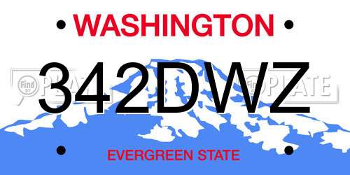 342DWZ Washington License Plate