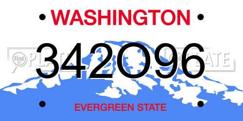 342O96 Washington License Plate