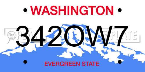342OW7 Washington License Plate