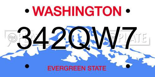 342QW7 Washington License Plate