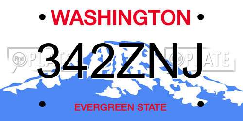 342ZNJ Washington License Plate