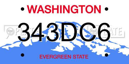 343DC6 Washington License Plate