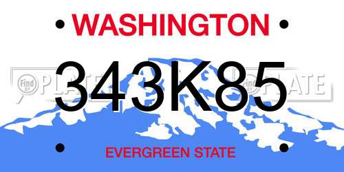 343K85 Washington License Plate