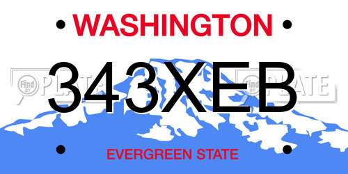 343XEB Washington License Plate