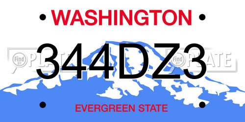 344DZ3 Washington License Plate