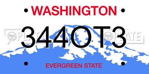 344OT3 Washington License Plate