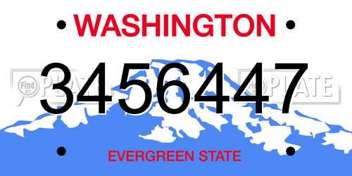 3456447 Washington License Plate
