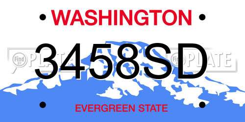 3458SD Washington License Plate
