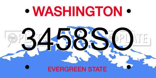 3458SO Washington License Plate