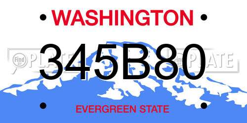 345B80 Washington License Plate