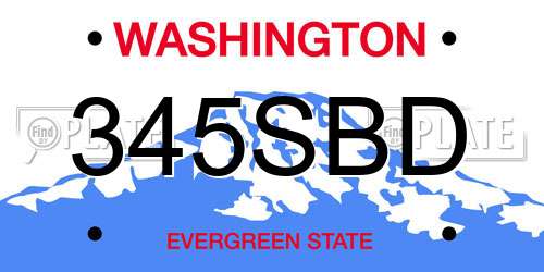 345SBD Washington License Plate