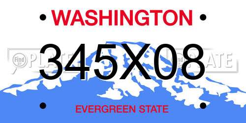 345X08 Washington License Plate