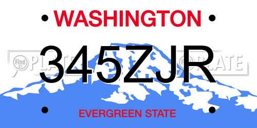 345ZJR Washington License Plate