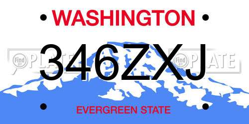 346ZXJ Washington License Plate