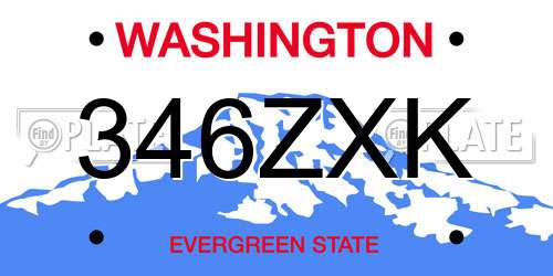 346ZXK Washington License Plate