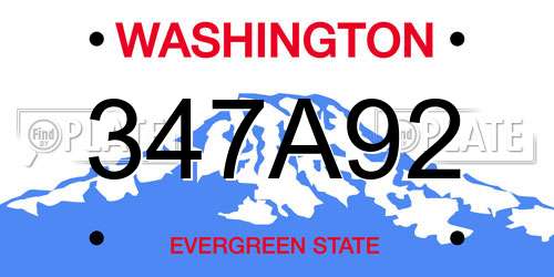 347A92 Washington License Plate